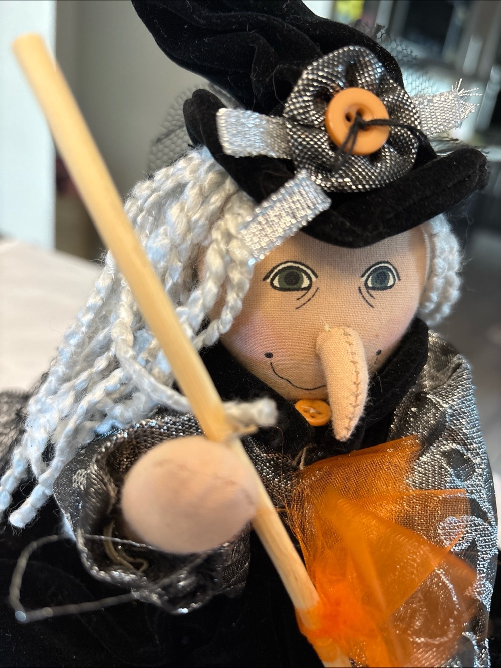 Vintage Halloween Fabric Witch Shelf Sitter - Picture 5 of 9